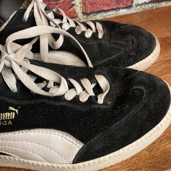 Puma Liga Suede Black & White Leather Sneakers Size 7.5 - Picture 5 of 14